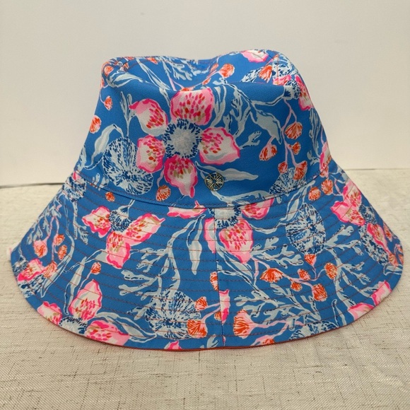 Lilly Pulitzer Floral Blue Pink Bucket Hat 🌴☀️ - Picture 7 of 8